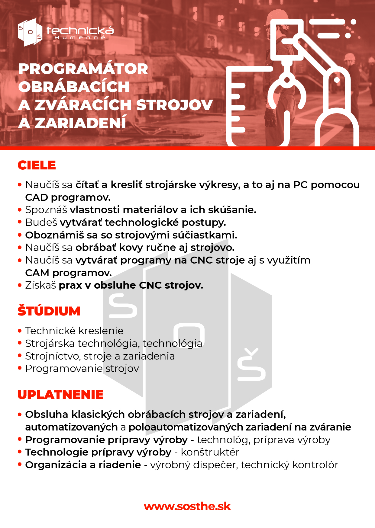 Informácie o štúdinom odbore 2426 K programátor obrábacích a zváracích strojov a zariadení